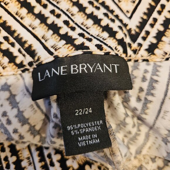 Lane Bryant 22/24 Print Wide-Leg Pants Elastic Waist Black White Career date - Picture 10 of 12
